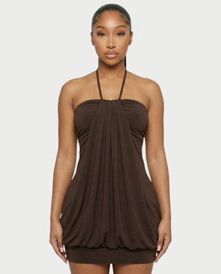 Vestido midi con flecos y escote pronunciado de LIRRA