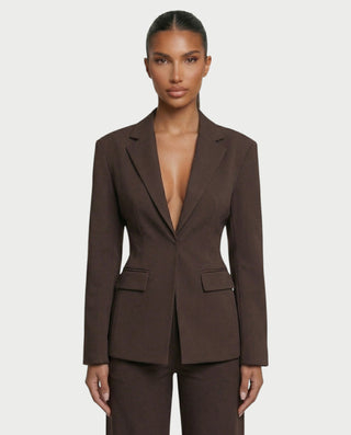 XAVIA Lace-Up Back Blazer & Trouser Set
