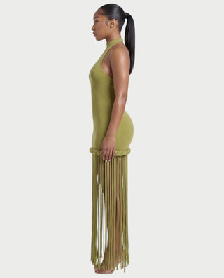 NIARA Braided Hem Bodycon Maxi Dress