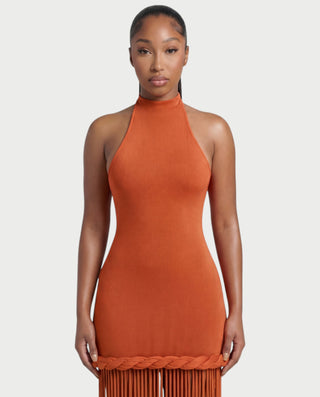 NIARA Braided Hem Bodycon Maxi Dress