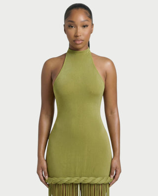NIARA Braided Hem Bodycon Maxi Dress