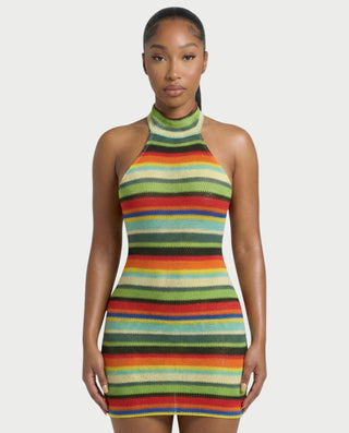 Vestido midi con flecos y escote pronunciado de LIRRA