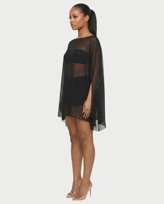 ALMIRA Sheer Mesh Blouse Cover-Up Top