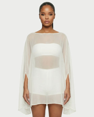 ALMIRA Sheer Mesh Blouse Cover-Up Top