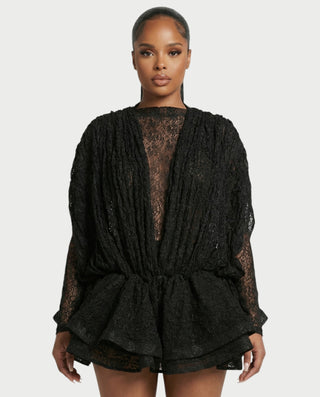 SORYA Lace Long Sleeve Mini Dress
