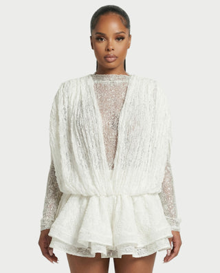 SORYA Lace Long Sleeve Mini Dress