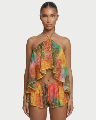 SEFAYA Backless Flowy Top & Shorts Set