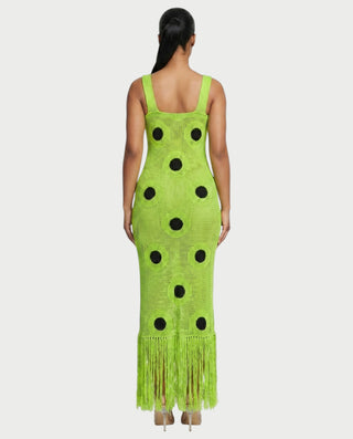 TALEYA Crochet Polka Dot Bodycon Maxi Dress