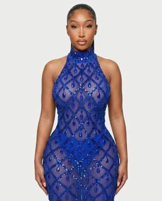 HOPE High Neck Tear Drop Rhinestone Maxi Dress