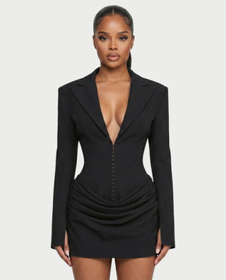 MIKAY Ruched Blazer Bodycon Mini Dress