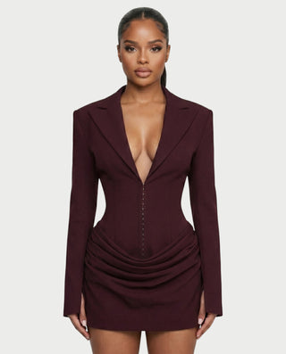 MIKAY Ruched Blazer Bodycon Mini Dress