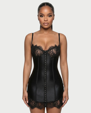 LIBBY Midnight Lace Corset Bodycon Mini Dress