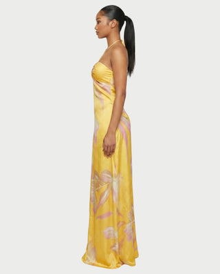 Vestido largo sin mangas con cuello halter VEDA