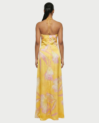 Vestido largo sin mangas con cuello halter VEDA