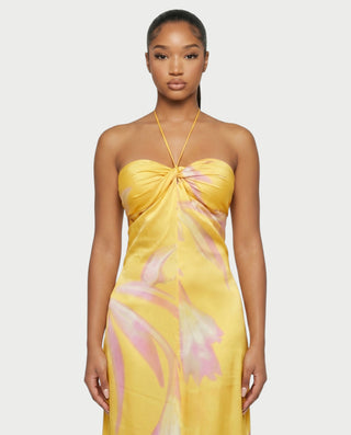 Vestido largo sin mangas con cuello halter VEDA
