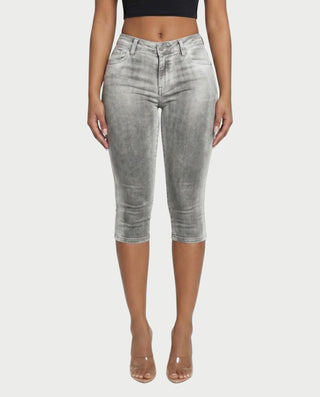 YULERA Washed Denim Capri Pants