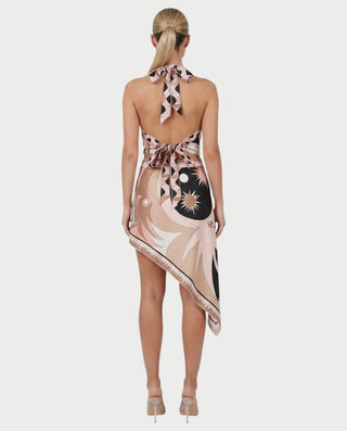 RAMIKA Abstract Halter Top & Asymmetrical Mini Skirt Set