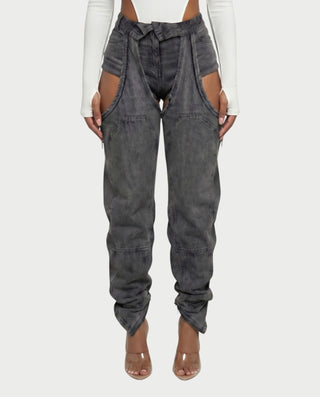 NAMI Distressed Denim Chaps Pants