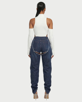NAMI Distressed Denim Chaps Pants