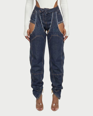 NAMI Distressed Denim Chaps Pants