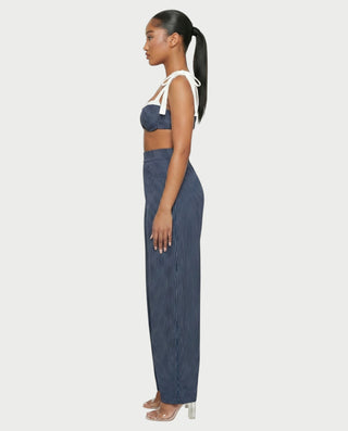AVENOR Pinstripe Bralette & Barrel Pants Set