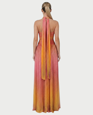 SELANIA Shimmer Knot Front Flowy Maxi Dress - L - Women's Fashion SELANIA Shimmer Knot Front Flowy Maxi Dress - L - Women's Fashion