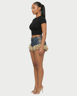 Shorts ajustados de terciopelo con cintura alta AZAIRA