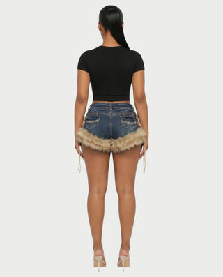 Shorts ajustados de terciopelo con cintura alta AZAIRA