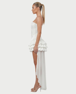 SHIRNA Lace Corset Ruffle Mini Dress