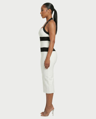 DESIREE Vestido midi con cuello halter en contraste