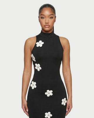 ESTRA Vestido largo sin mangas con apliques florales