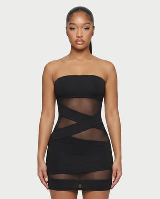 Vestido mini con aberturas de malla IRIS