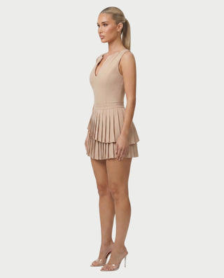 Vestido mini plisado con cuello en V ARIANE