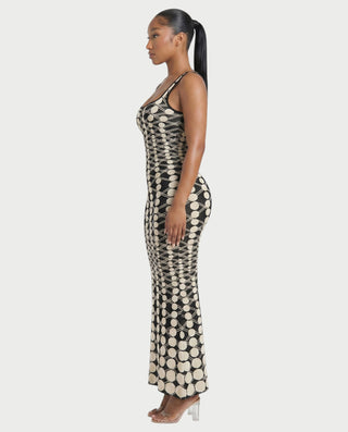 Vestido largo con estampado de lunares geométricos de VEXANA