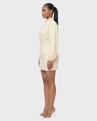 Vestido jersey con cuello alto y cremallera delantera de RINNA