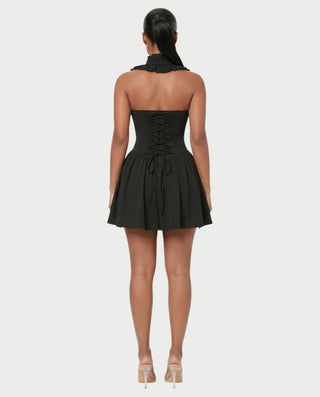 AZOURA Halter Ruffle Flare Mini Dress