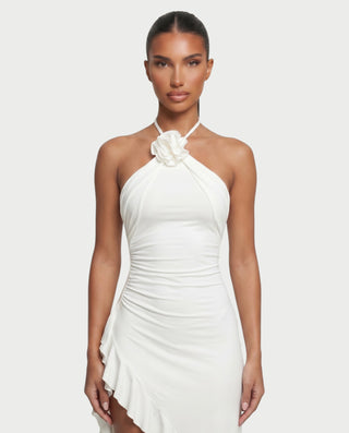 LATRINA Floral Halter Ruffle Midi Dress
