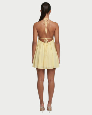 KINNA Backless Halter Flowy Mini Dress