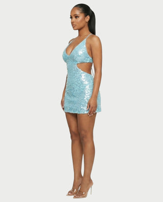 KISHNA Sparkle Sequin Cutout Bodycon Mini Dress
