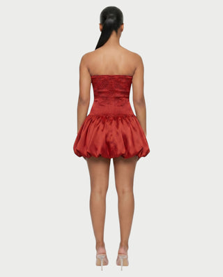 OVIDA Satin Bubble Hem Corset Mini Dress