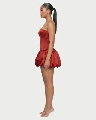 OVIDA Satin Bubble Hem Corset Mini Dress