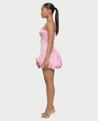 OVIDA Satin Bubble Hem Corset Mini Dress