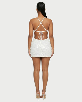 KISHNA Sparkle Sequin Cutout Bodycon Mini Dress