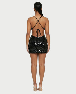 KISHNA Sparkle Sequin Cutout Bodycon Mini Dress