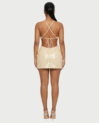 KISHNA Sparkle Sequin Cutout Bodycon Mini Dress
