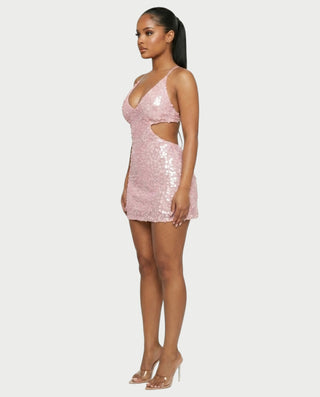 KISHNA Sparkle Sequin Cutout Bodycon Mini Dress