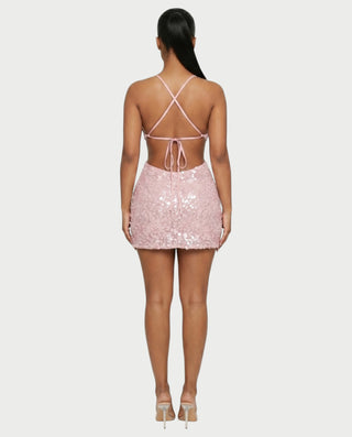 KISHNA Sparkle Sequin Cutout Bodycon Mini Dress