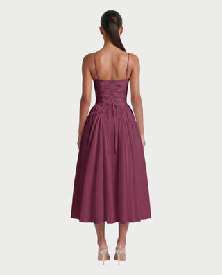 VESSA Lace-Up Back Corset Midi Dress