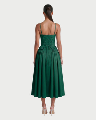 VESSA Lace-Up Back Corset Midi Dress