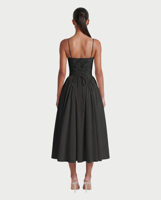 VESSA Lace-Up Back Corset Midi Dress